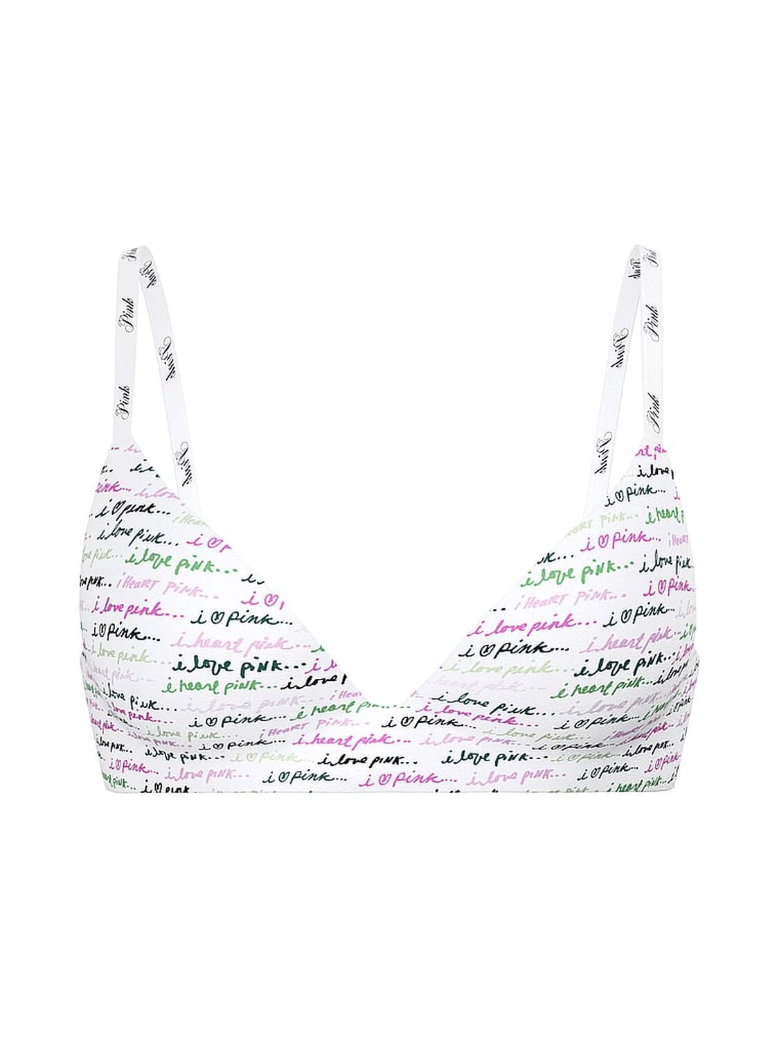vs Pink Wear Everywhere Wear Everywhere Lightly Lined Wireless Bra White Script Print 3 of 3 