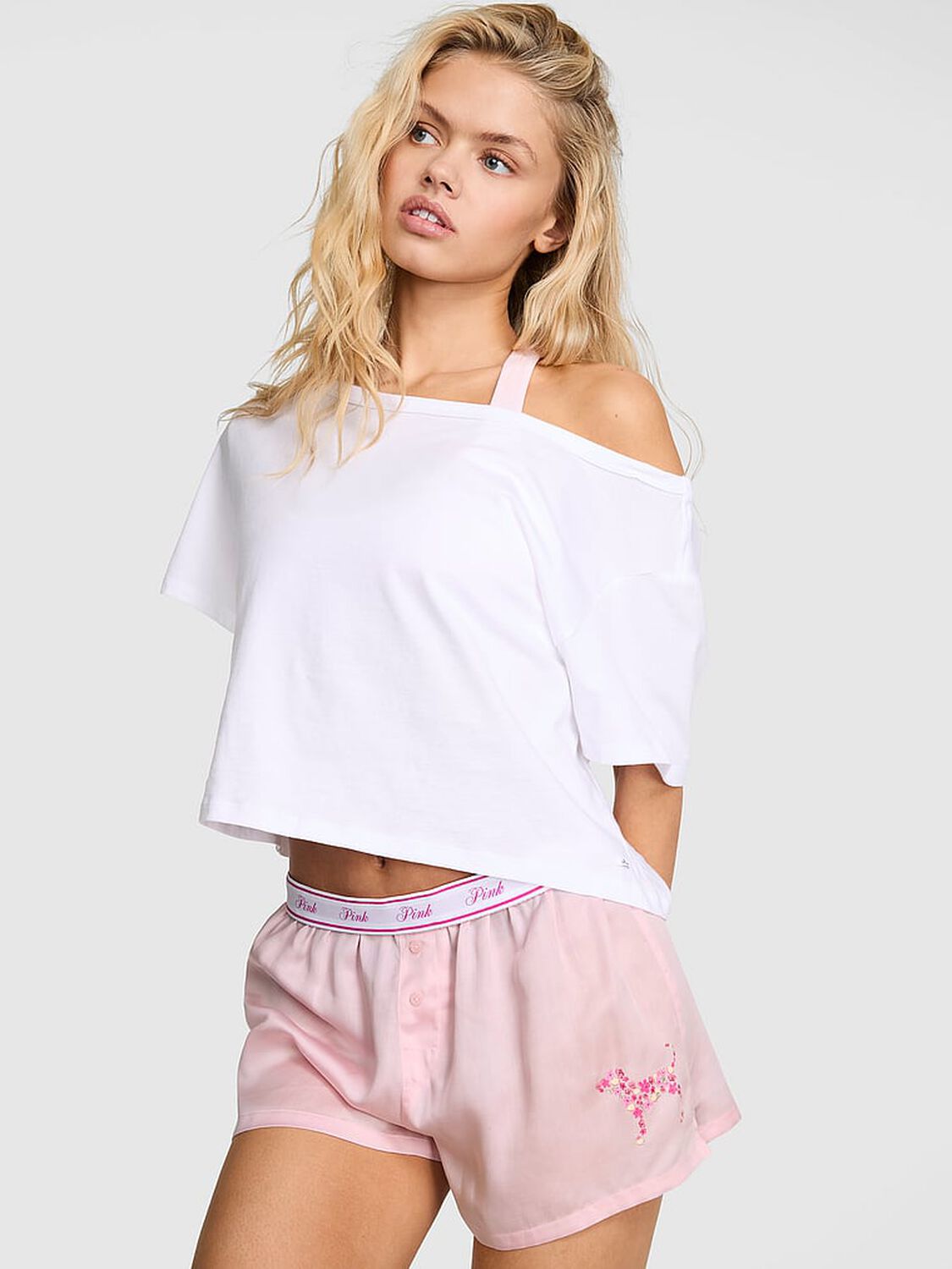 vs Pink Silky Sleep Boxy Pajama Shorts Dollhouse 1 of 4 