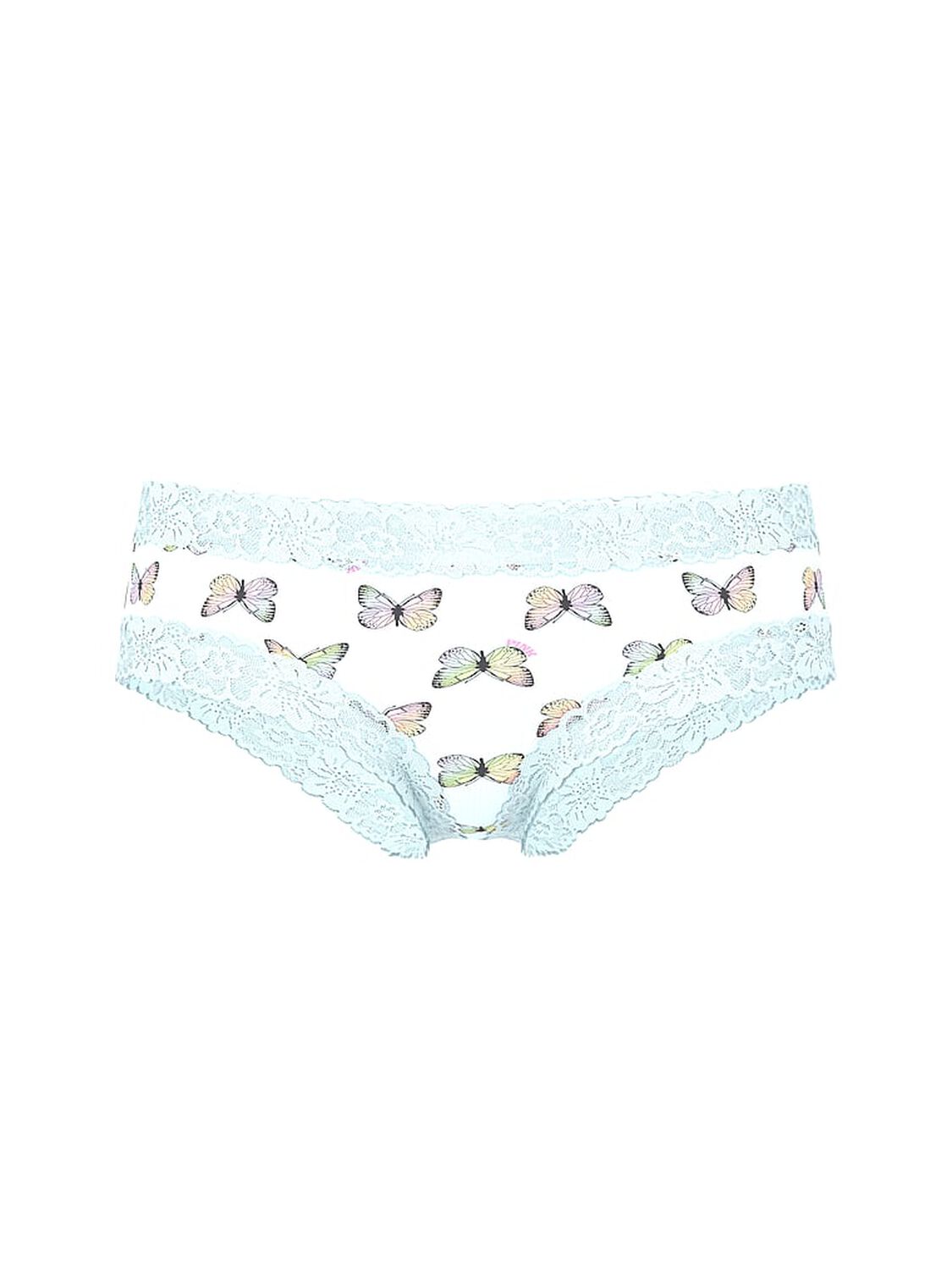 vs Pink PINK Wink&trade; Lace-Trim Cheeky Panty Blue Multicolor Butterfly Print 3 of 3 