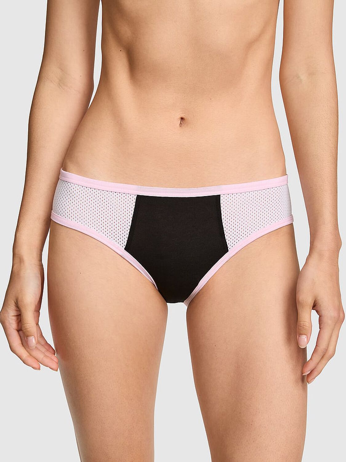 vs Pink Cotton Cheeky Panty Black With Pink Tulip Trim 1 of 3 