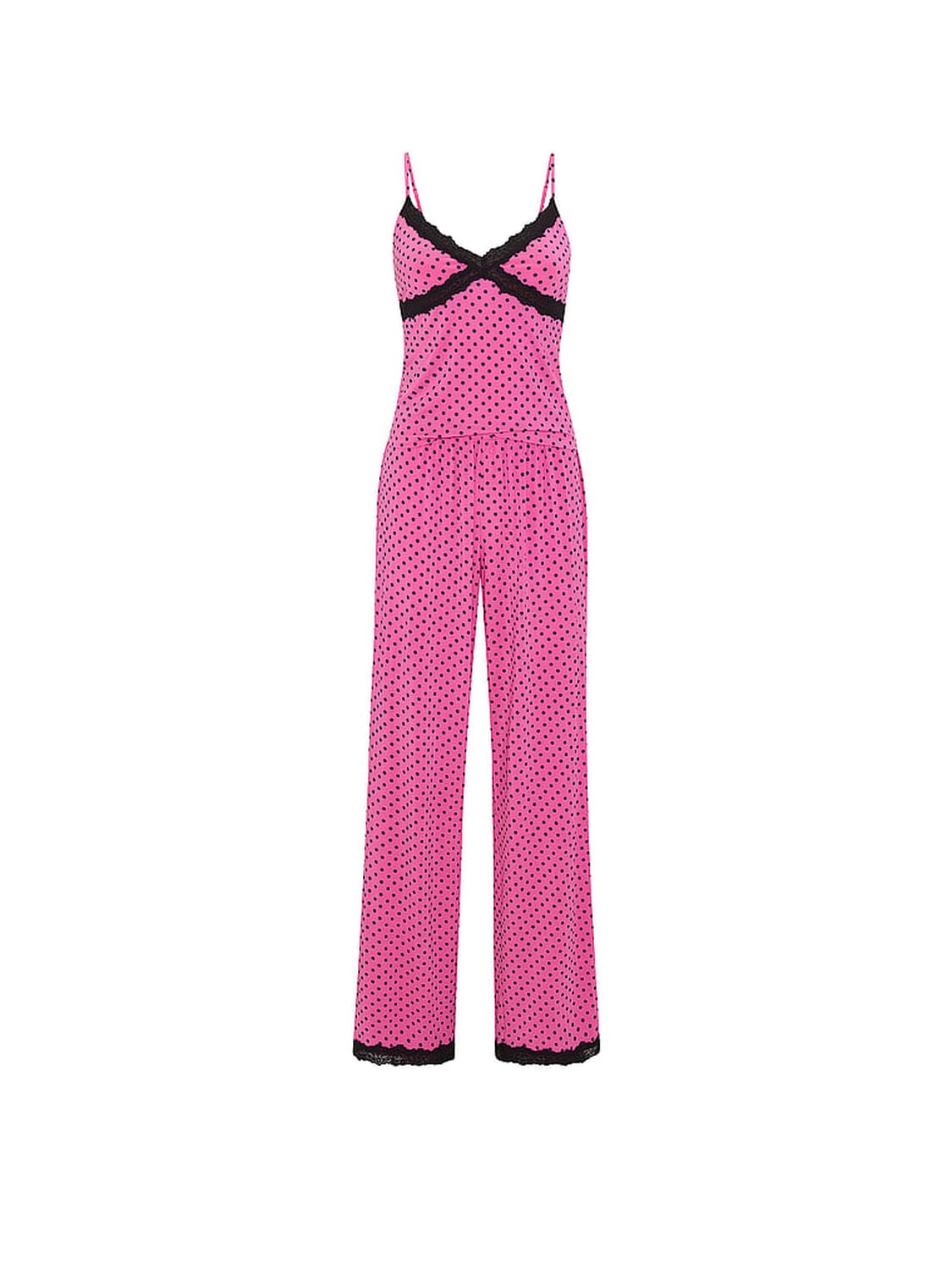 vs Pink Modal Lace-Trim Cami & Pants Pajama Set Sizzling Strawberry Dots 3 of 3 