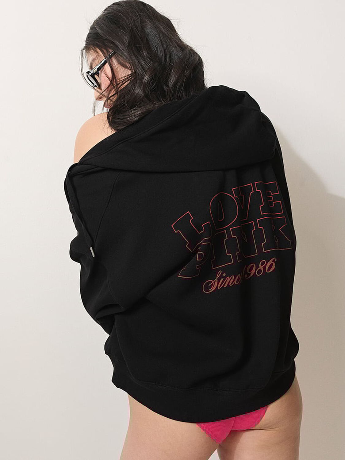 vs Pink Campus Fleece&trade; Full-Zip Hoodie Pure Black 4 of 4 