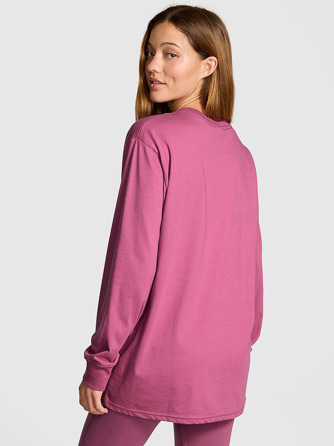 vs Pink Campus Cotton Long-Sleeve Tee Red Violet Ott Shine Capsule 2 of 3 