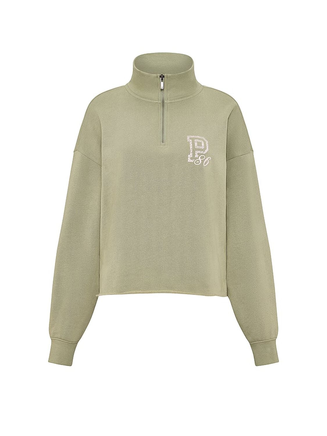 vs Pink Campus Fleece&trade; Quarter-Zip Straight-Cut Sweatshirt Slate Green 3 of 3 