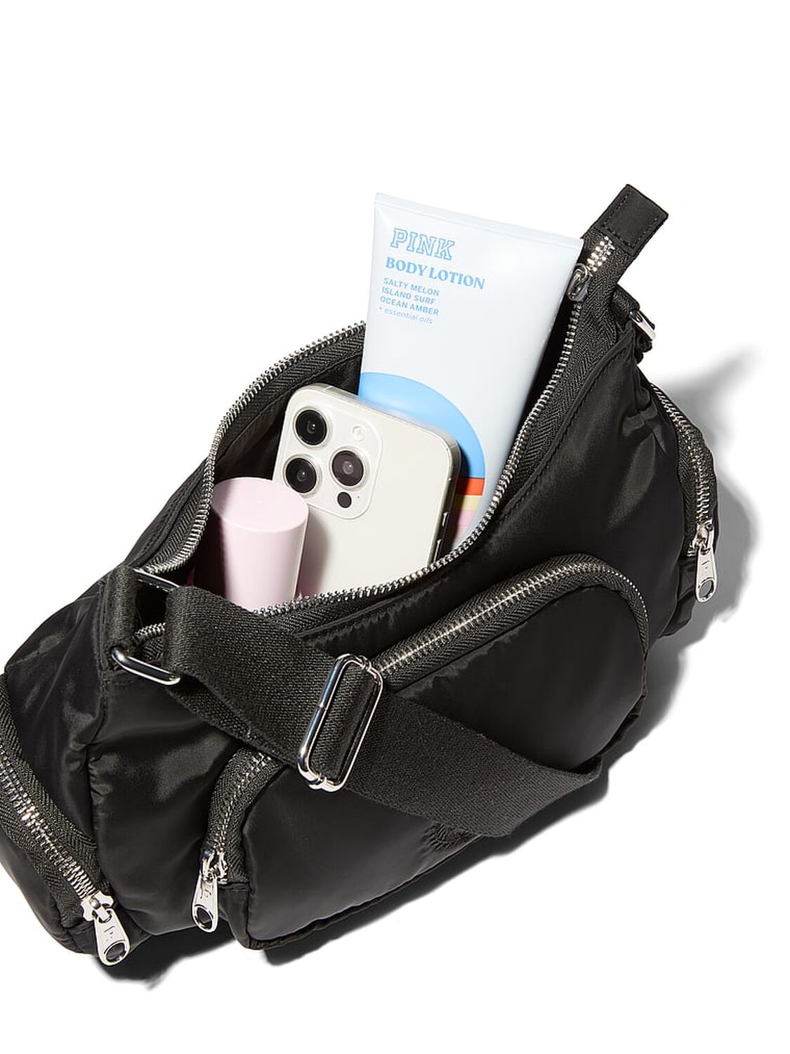 vs Pink PINK Pocket Shoulder Bag Black Nylon 3 of 4 