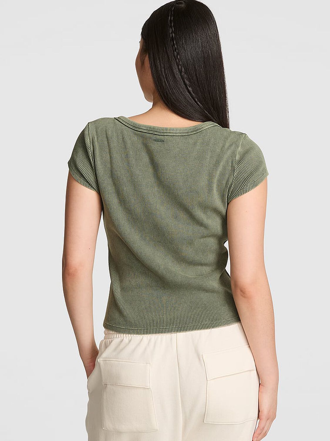 vs Pink Vintage Ribbed Scoop Tee Wild Thyme 2 of 3 