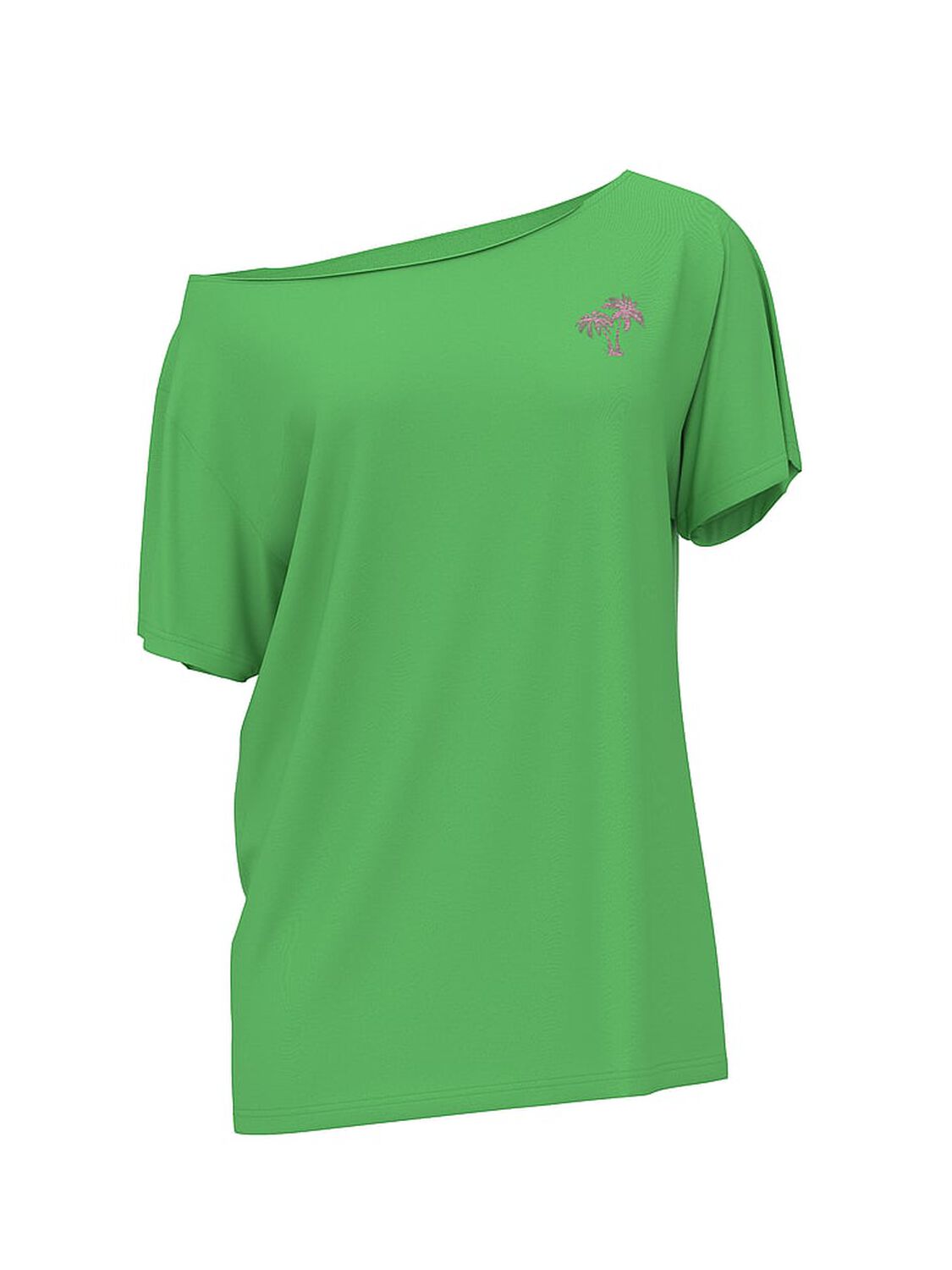 vs Pink Campus Cotton Off-The-Shoulder Tee Wild Green Venice 3 of 3 