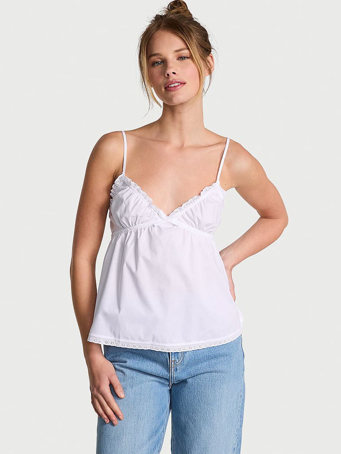 vs Pink By Frankies Bikinis Cloud Poplin Tank Bright White 1 of 3 
