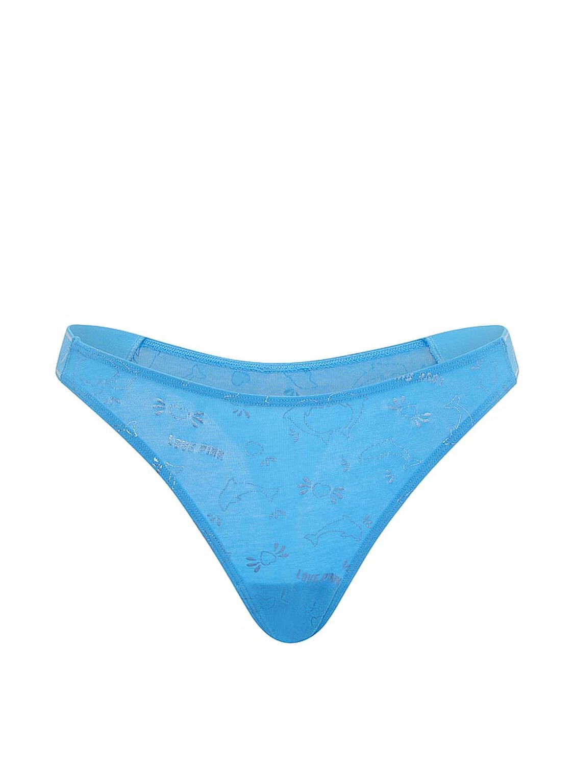 vs Pink Logo Cotton High-Leg Thong Panty Capri Blue Foil Dolphin Print 3 of 3 