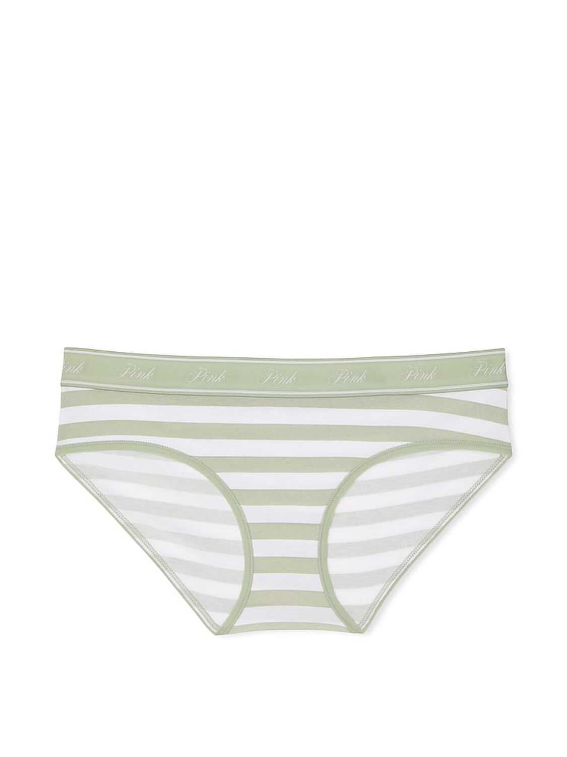 vs Pink Logo Cotton Hiphugger Panty Green Garden White Stripe Print 3 of 3 