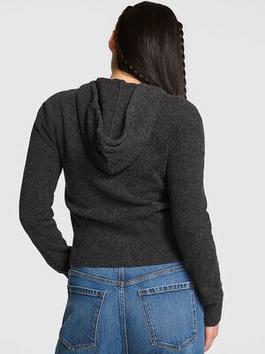 Front-Zip Shrunken Sweater Hoodie