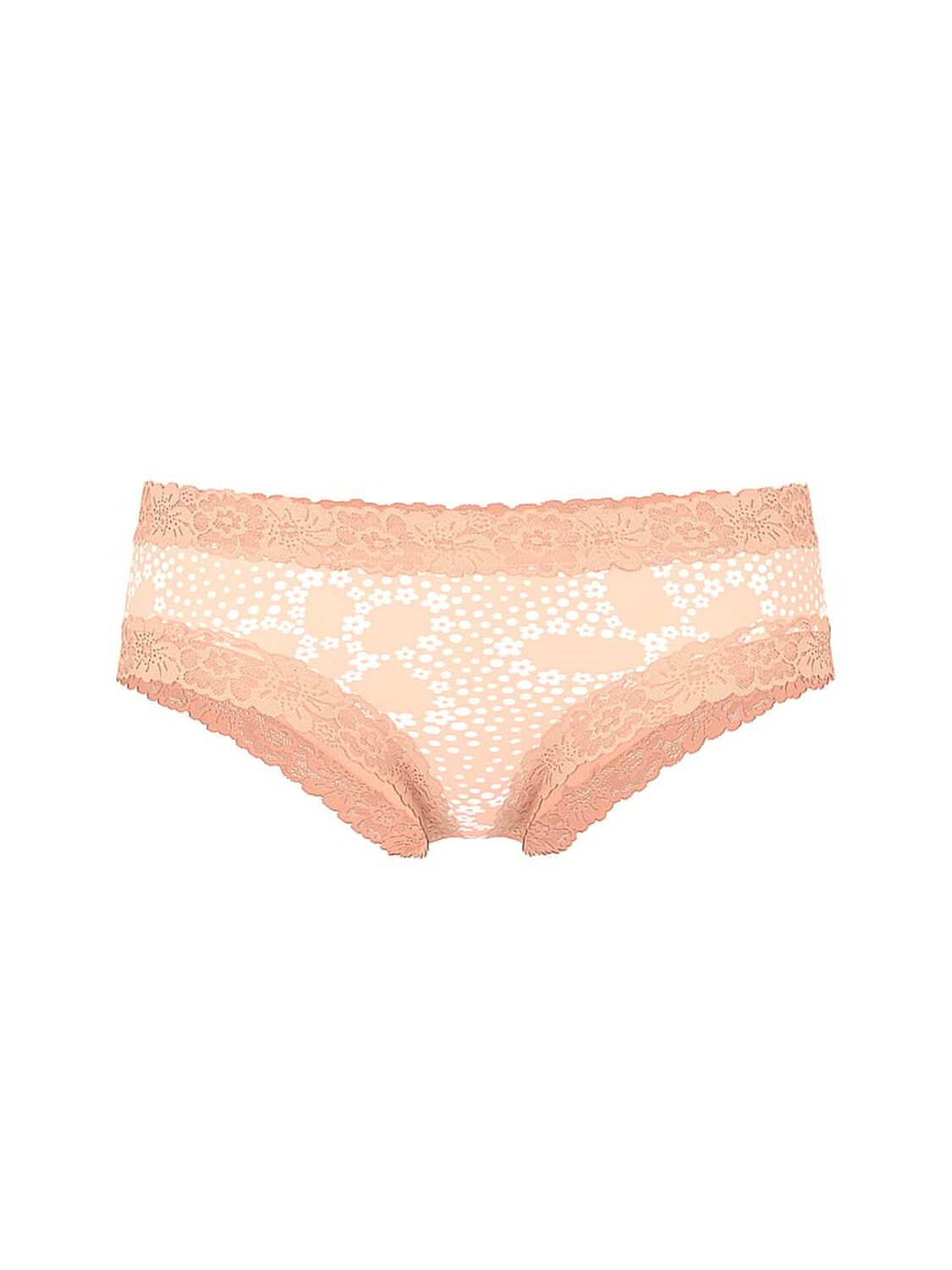 vs Pink PINK Wink&trade; Lace-Trim Cheeky Panty Peach Tree Floral 3 of 3 