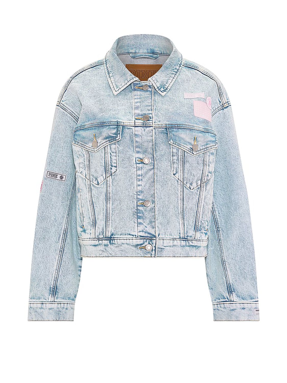 vs Pink Denim by PINK Boyfriend Trucker Jacket Light Wash 3 of 4 