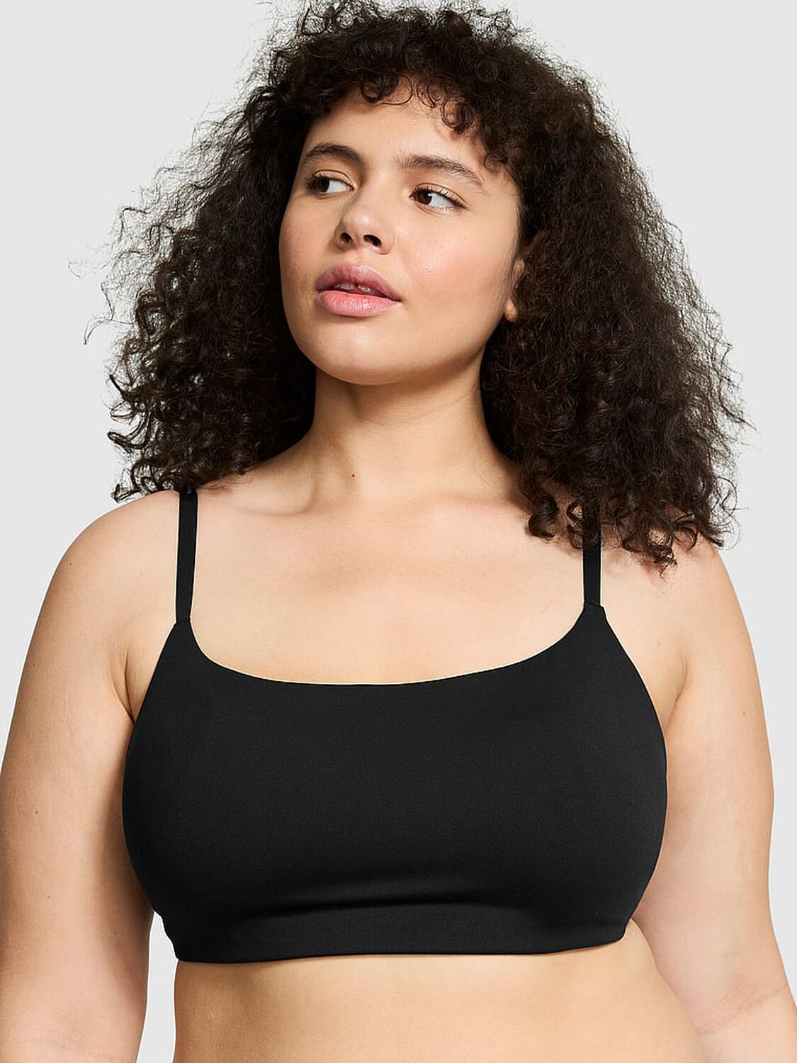 vs Pink Relay Square-Neck Sports Bra Pure Black 1 of 4 