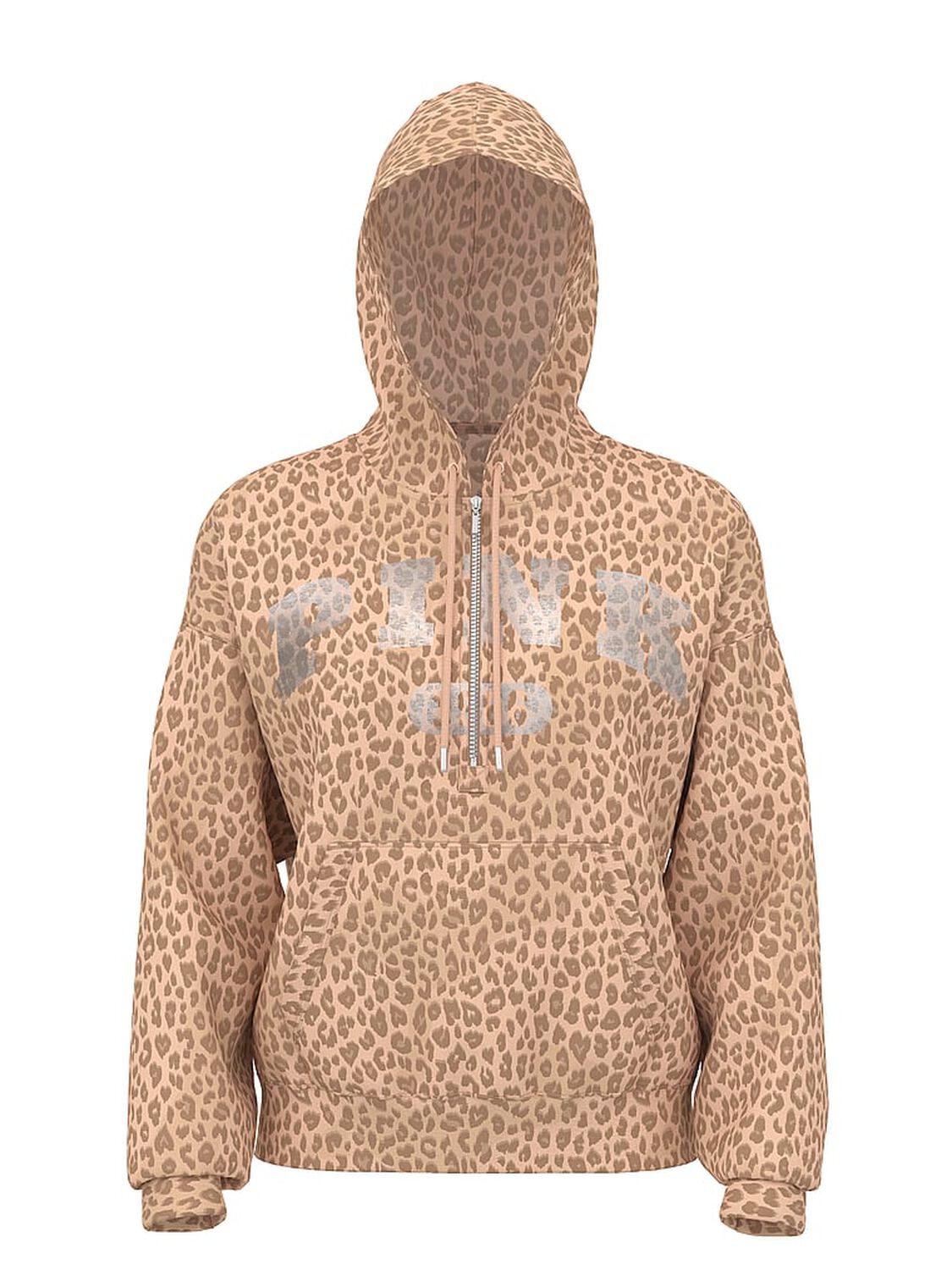 vs Pink Ivy Fleece Campus Half-Zip Hoodie Leopard 3 of 3 