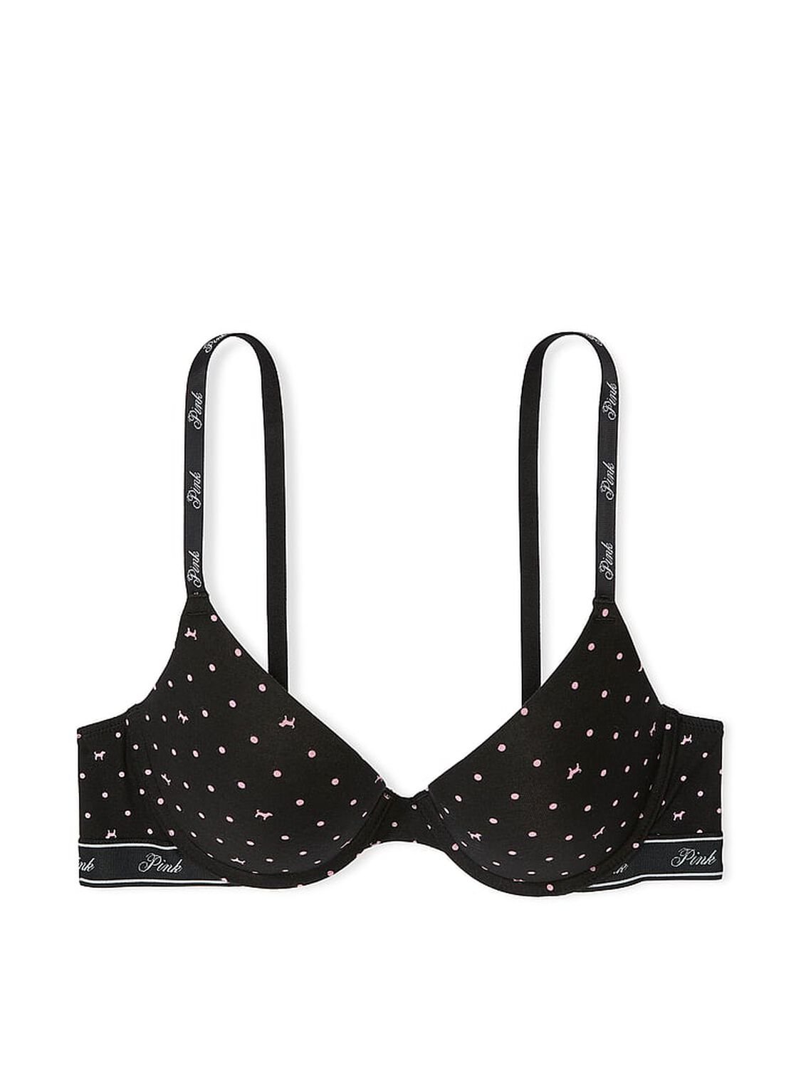 vs Pink Wear Everywhere Wear Everywhere Push-Up Bra Black Dot Dog Print 3 of 3 