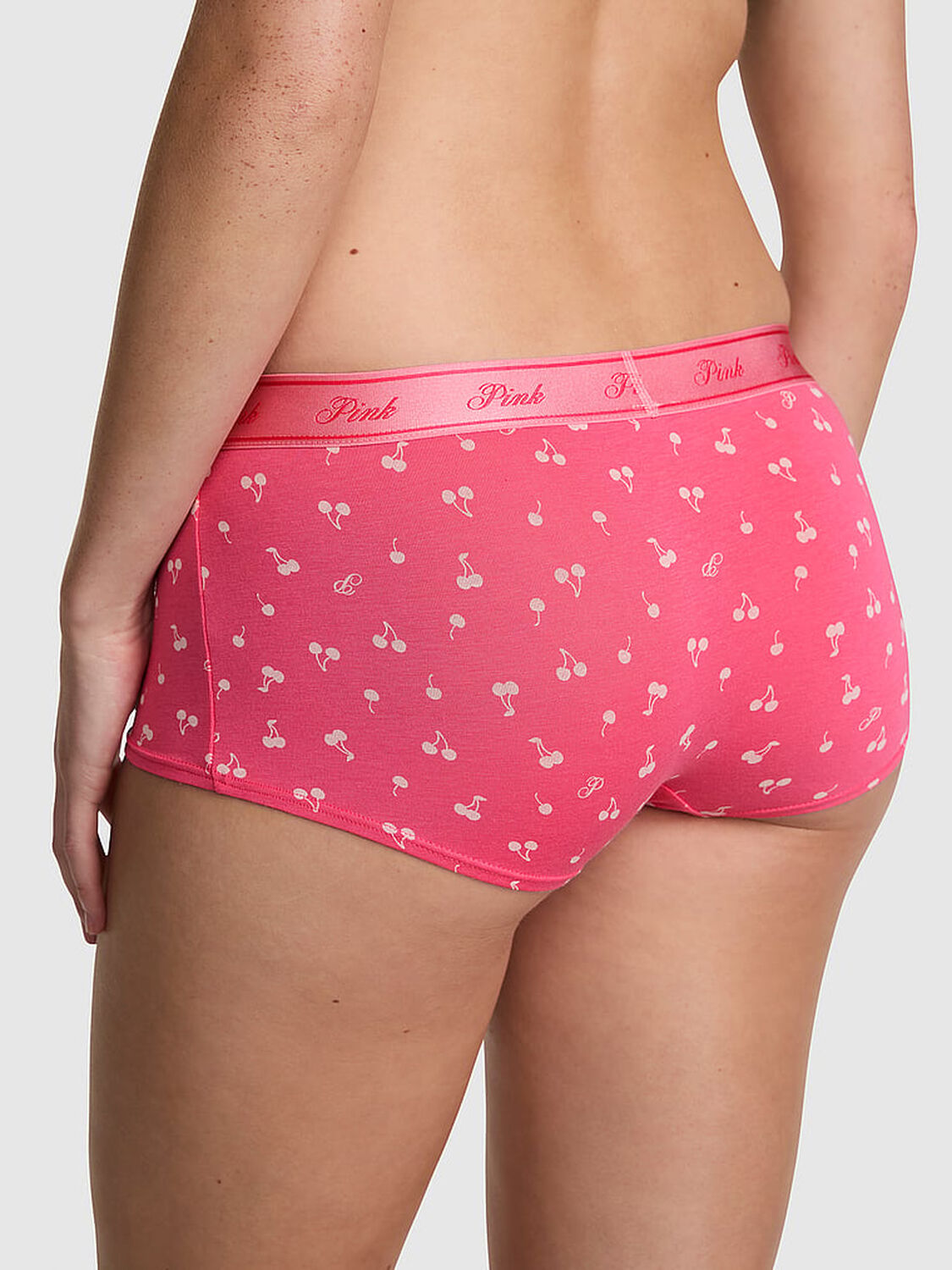 vs Pink Logo Cotton Boyshort Panty Love Me Pink Cherry 2 of 3 