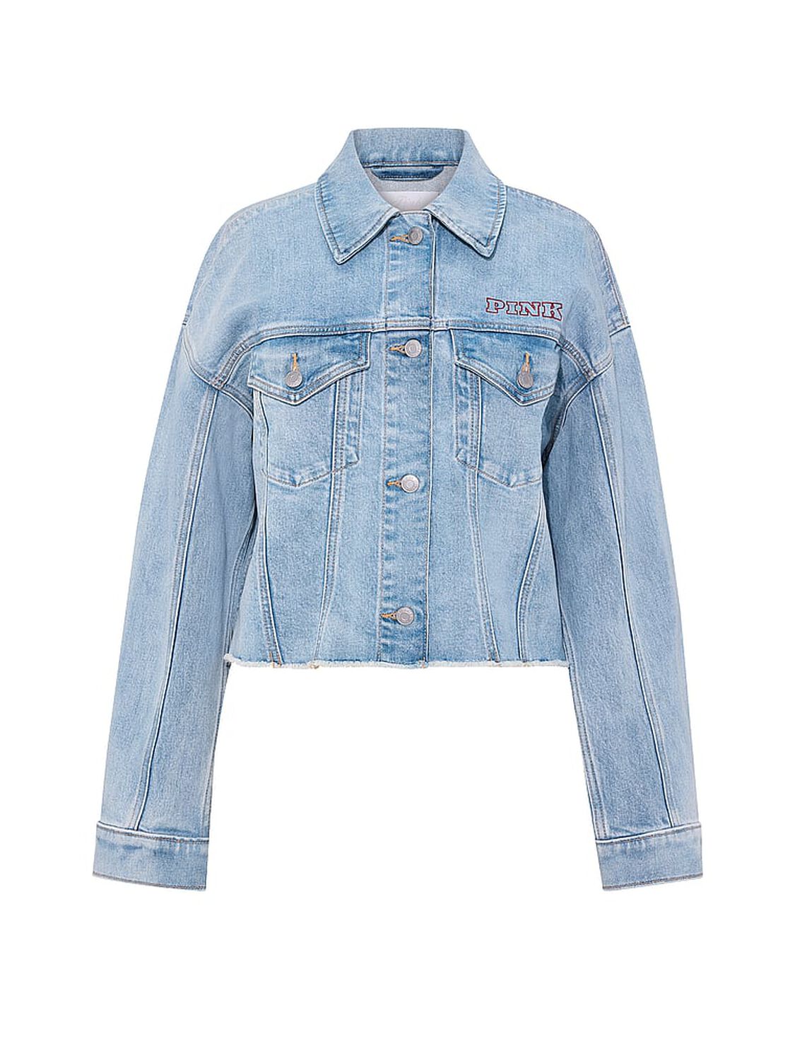vs Pink Denim by PINK Frayed Cutoﬀ Trucker Jacket Coastal Blue Wash 3 of 4 