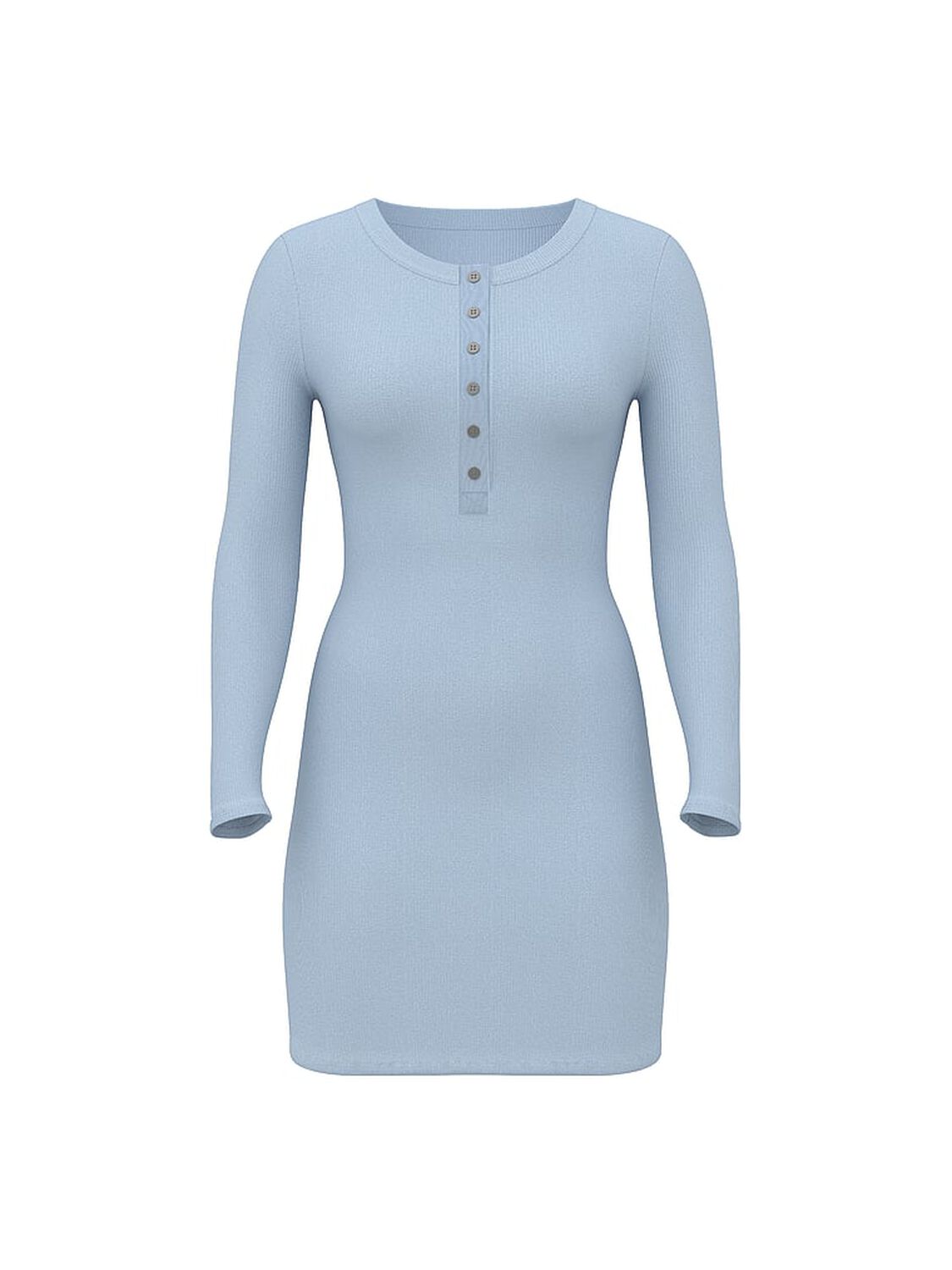 vs Pink Vintage Ribbed Henley Long-Sleeve Dress Icy Blue 3 of 3 