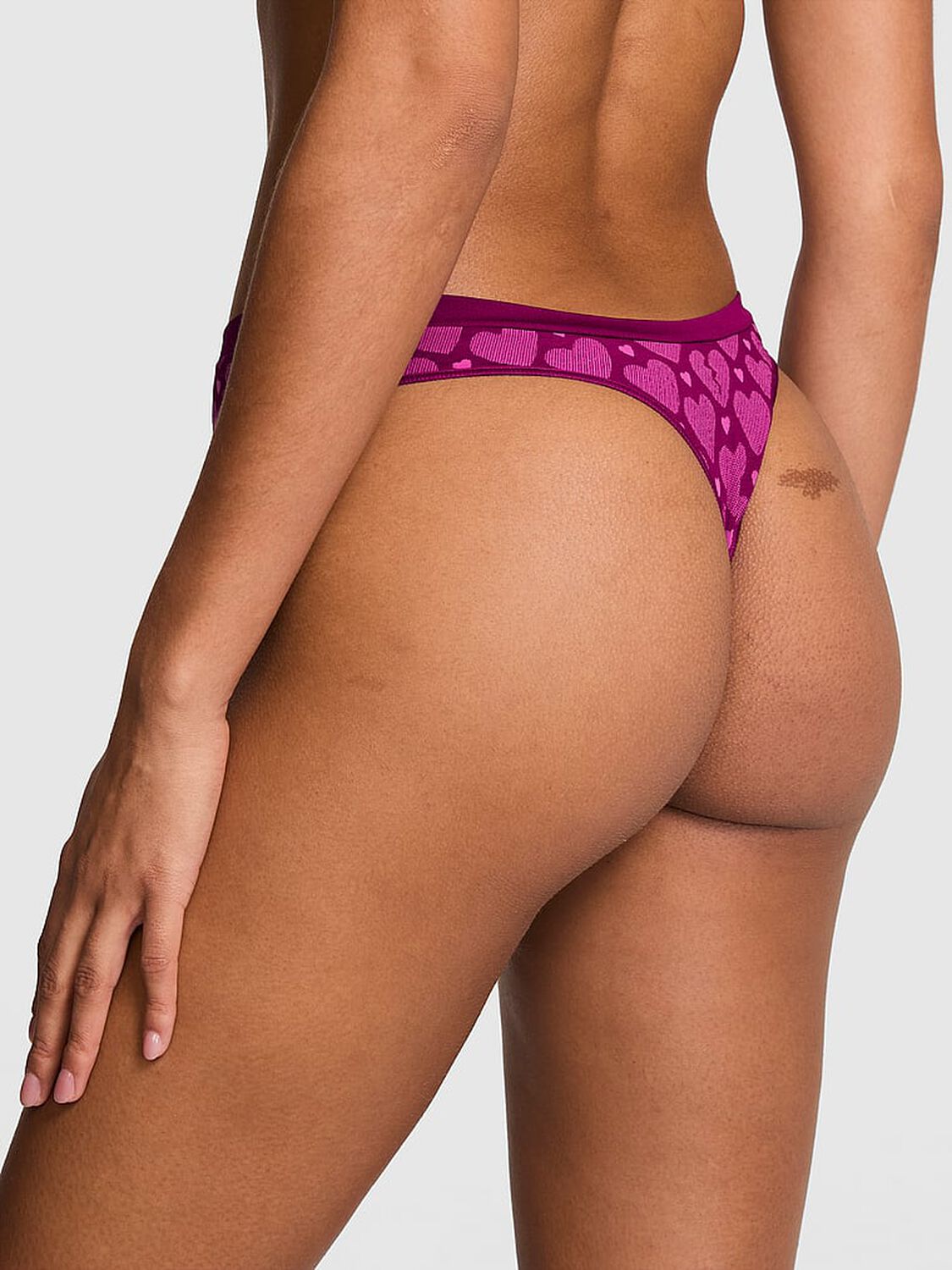 vs Pink Seamless High-Leg Thong Panty Magenta Rose Broken Heart 2 of 3 