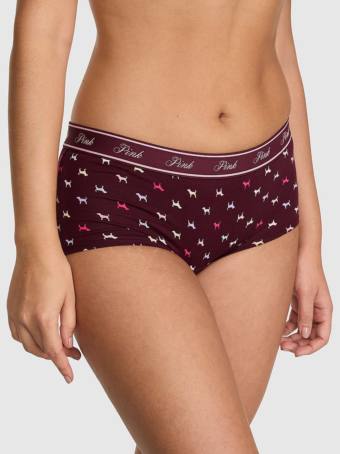 vs Pink Logo Cotton Shine Boyshort Panty 1 of 3 