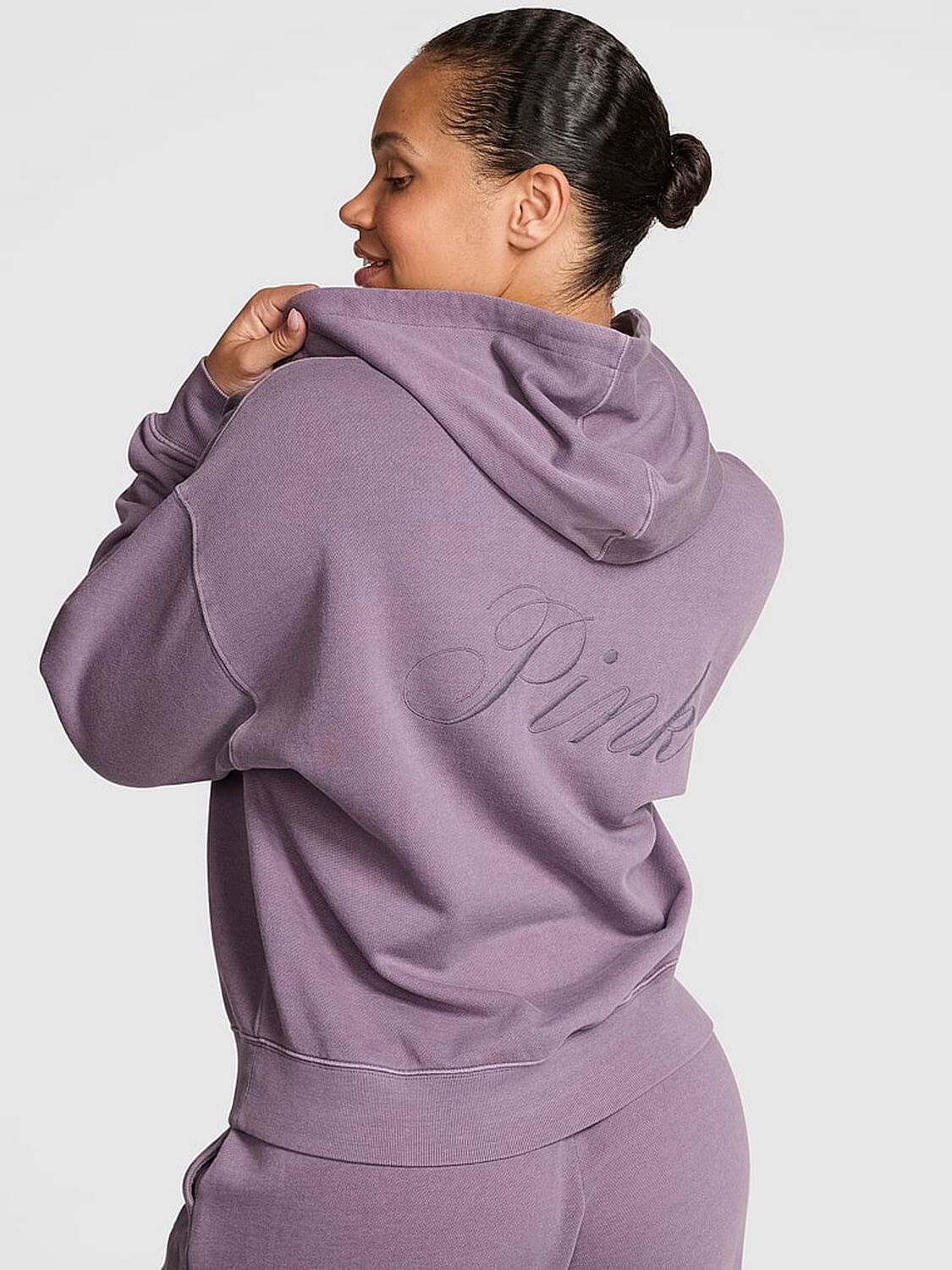 vs Pink Ivy Fleece Campus Half-Zip Hoodie Frozen Plum 2 of 3 