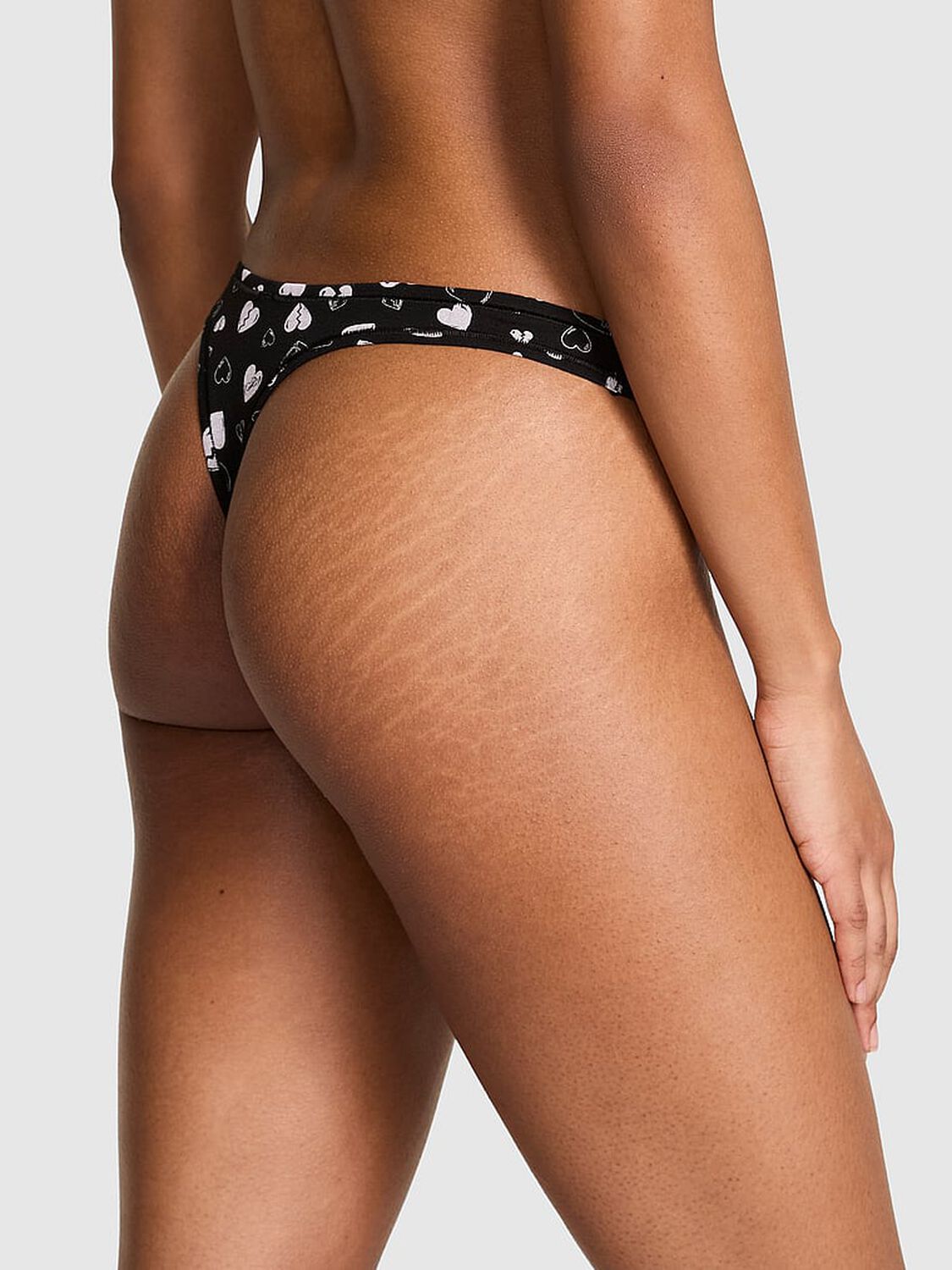 pink Pink Cotton High-Leg Thong Panty Black Broken Hearts Print 2 of 3 