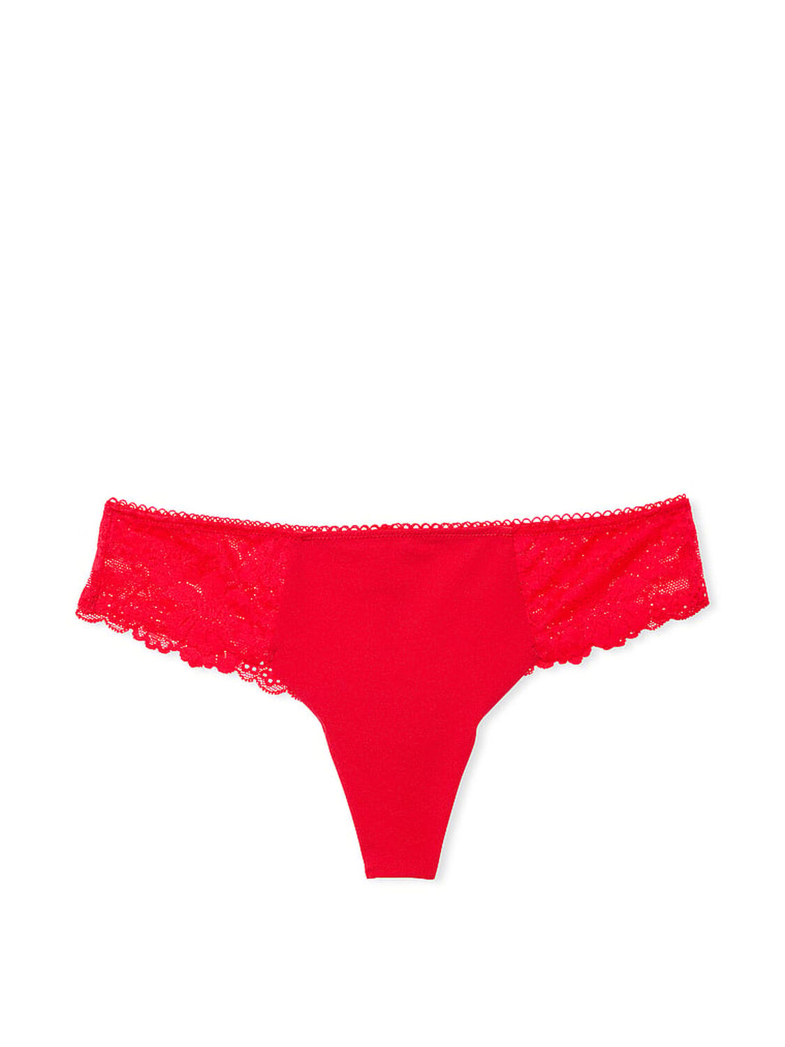 vs Pink No-Show Thong Panty Red Pepper Lace Trim 3 of 3 