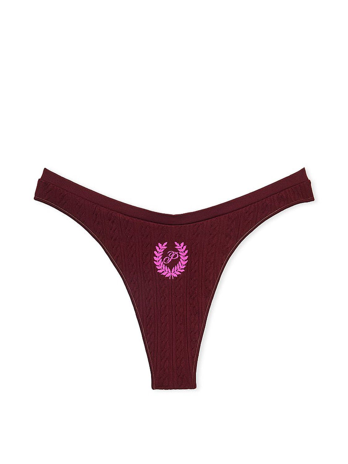 vs Pink Seamless High-Leg Thong Panty Wild Rose W/ Laurel P Graphic 3 of 3 