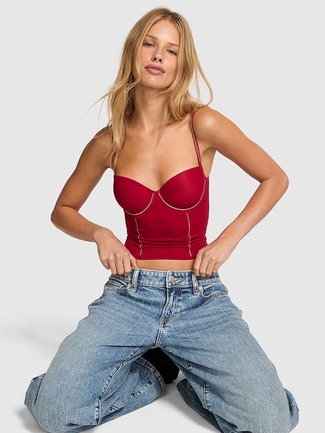 pink Pink Wink Wink Lightly Lined Corset Top Red Lacquer 1 of 4 