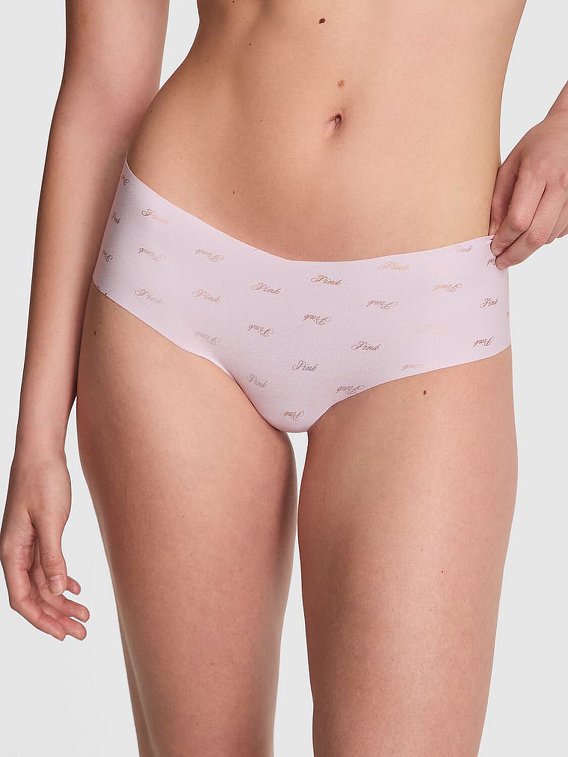 vs Pink No-Show Hiphugger Panty Purple Whisper Logo Print 1 of 2 