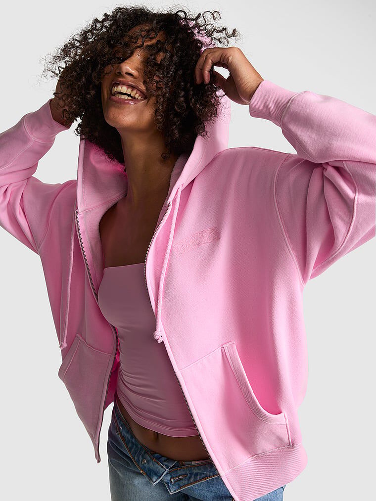 Campus Fleece™ Full-Zip Hoodie Pink Lollipop S | Victoria's Secret