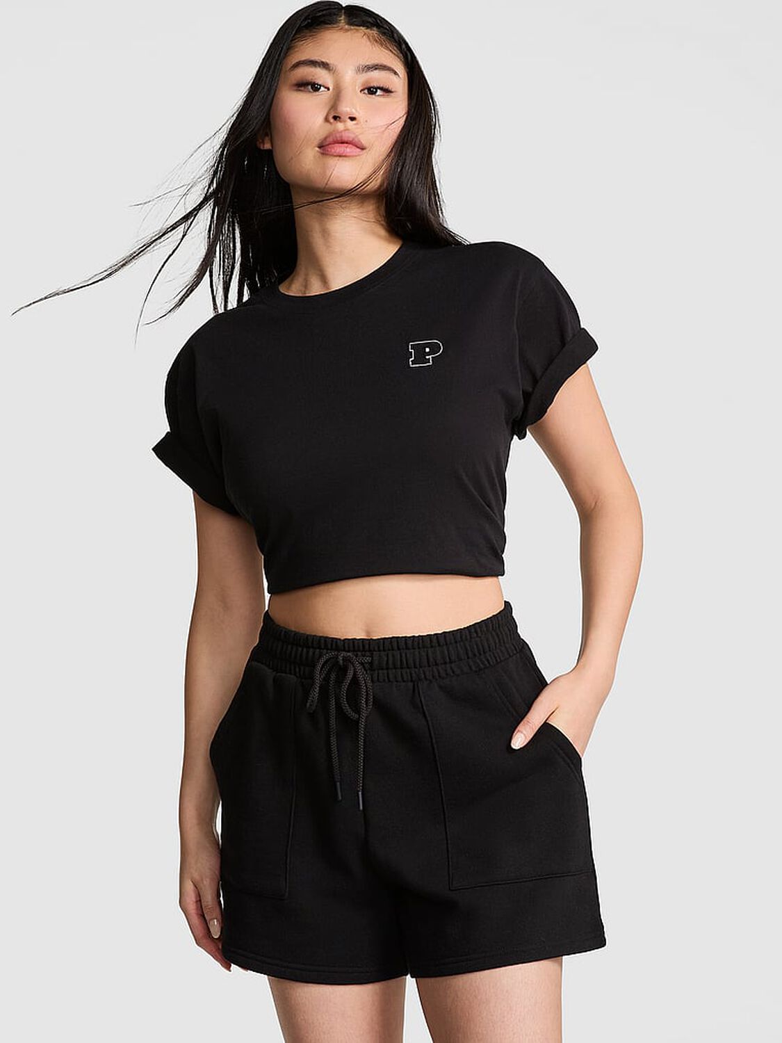 vs Pink Ivy Fleece Classic Shorts Pure Black 2 of 2 