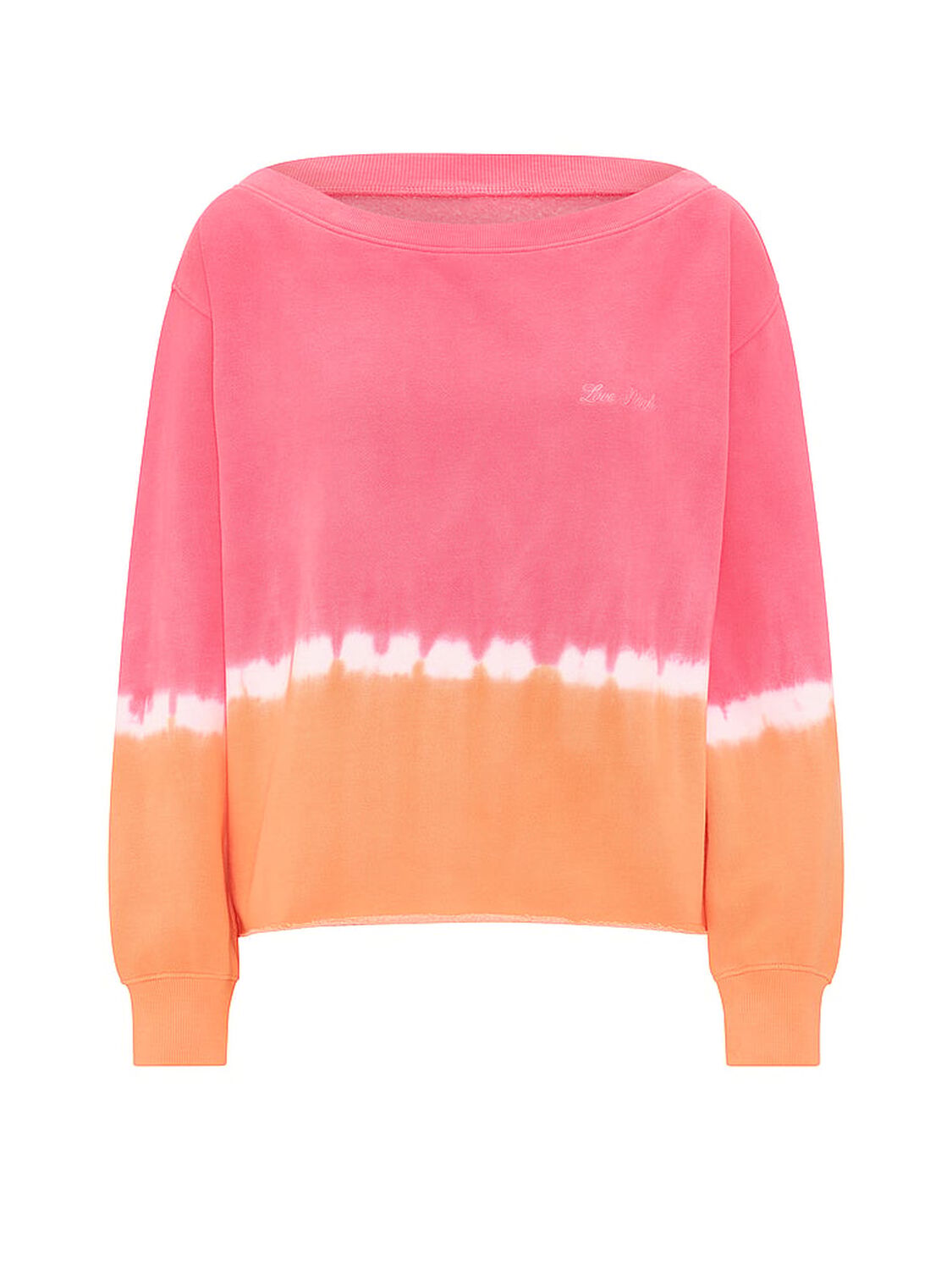 vs Pink Campus Fleece&trade; Rib Off-The-Shoulder Sweatshirt Pink & Orange Dip Dye 3 of 3 