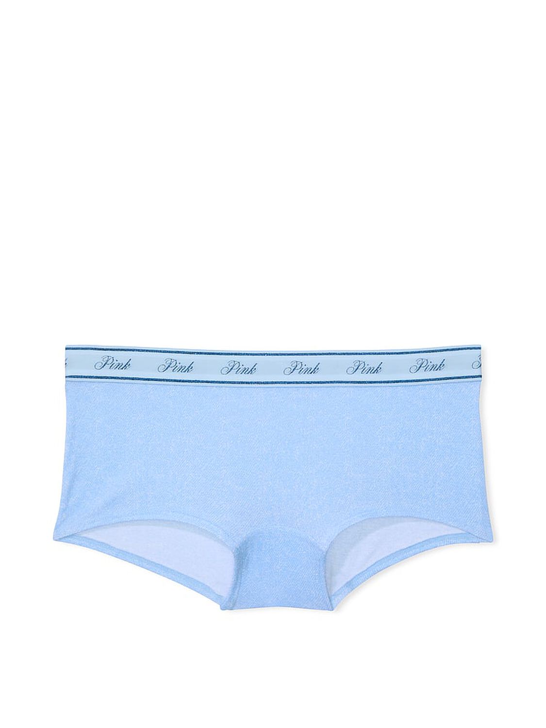 vs Pink Logo Cotton Boyshort Panty Light Blue Denim Wash 3 of 3 