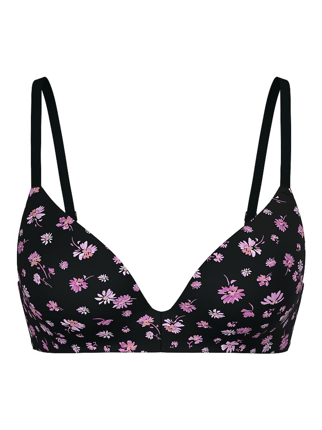 vs Pink Wear Everywhere Wear Everywhere Push-Up Wireless Bra Black Ground Floral Print 3 of 3 