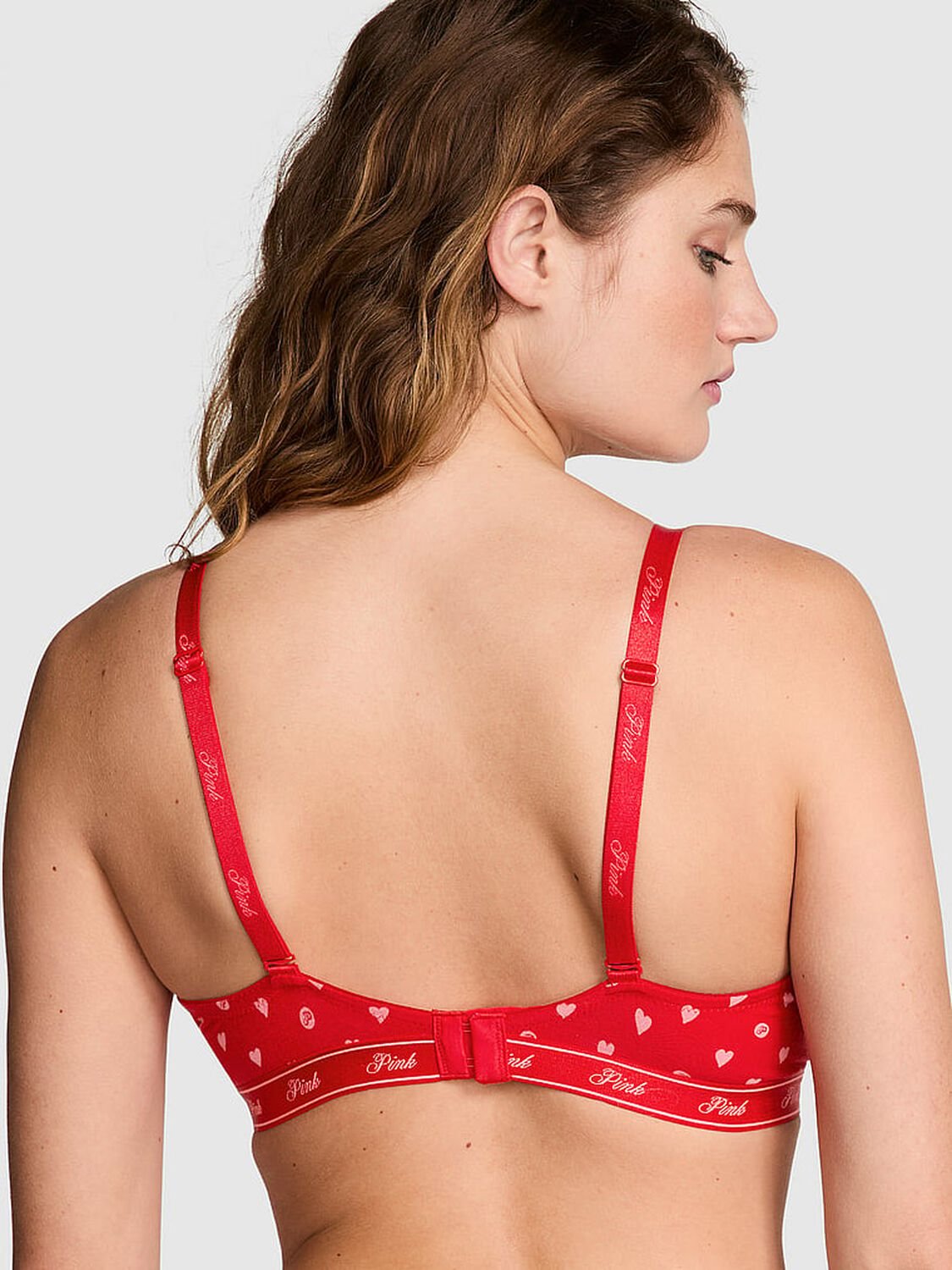 vs Pink Wear Everywhere Wear Everywhere Push-Up Bra Red Heart Dot Print 2 of 3 
