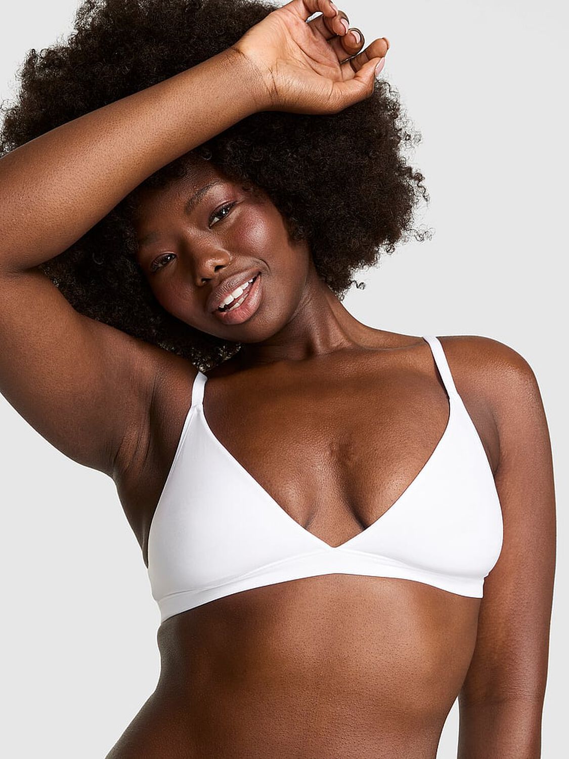 vs Pink Bralettes & Bra Tops Unlined Triangle Bralette White 1 of 3 