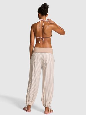 Foldover Linen Jogger Pants
