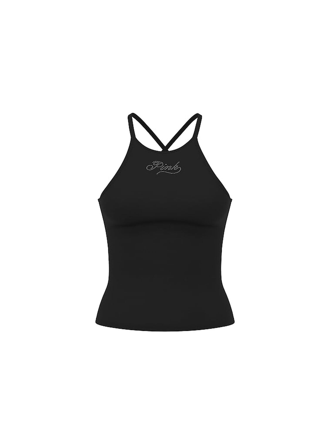 vs Pink All-Day Cotton High-Neck Bra Tank Limited Edition Pure Black Shine Lurex Thread 3 of 4 