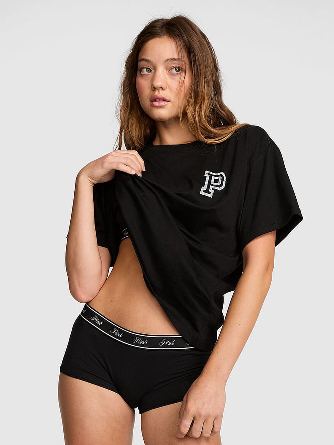 vs Pink Campus Cotton&trade; Tee Pure Black 1 of 3 