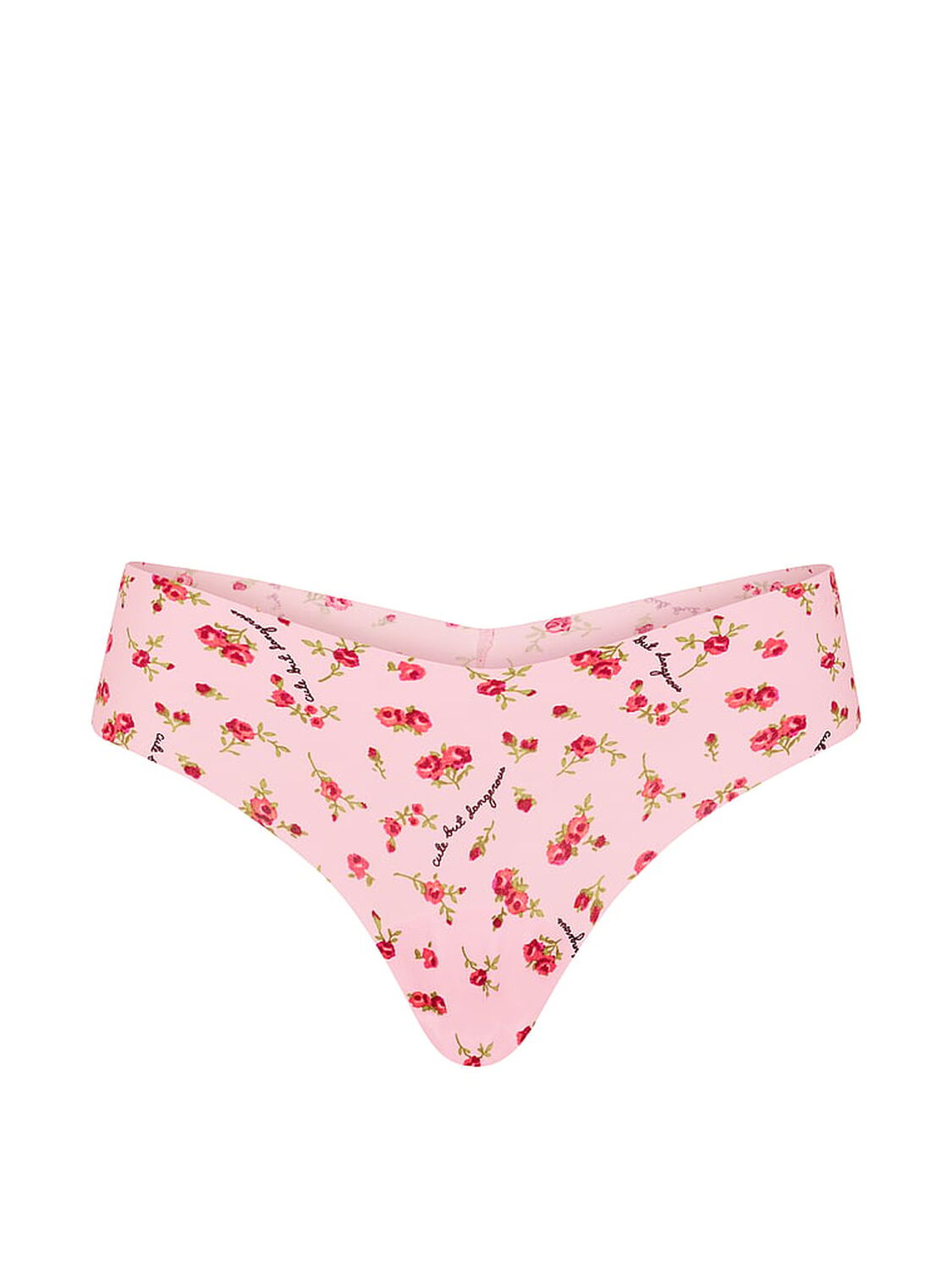 vs Pink No-Show Thong Panty Pink Tulip Cute But Dangerous Print 3 of 3 