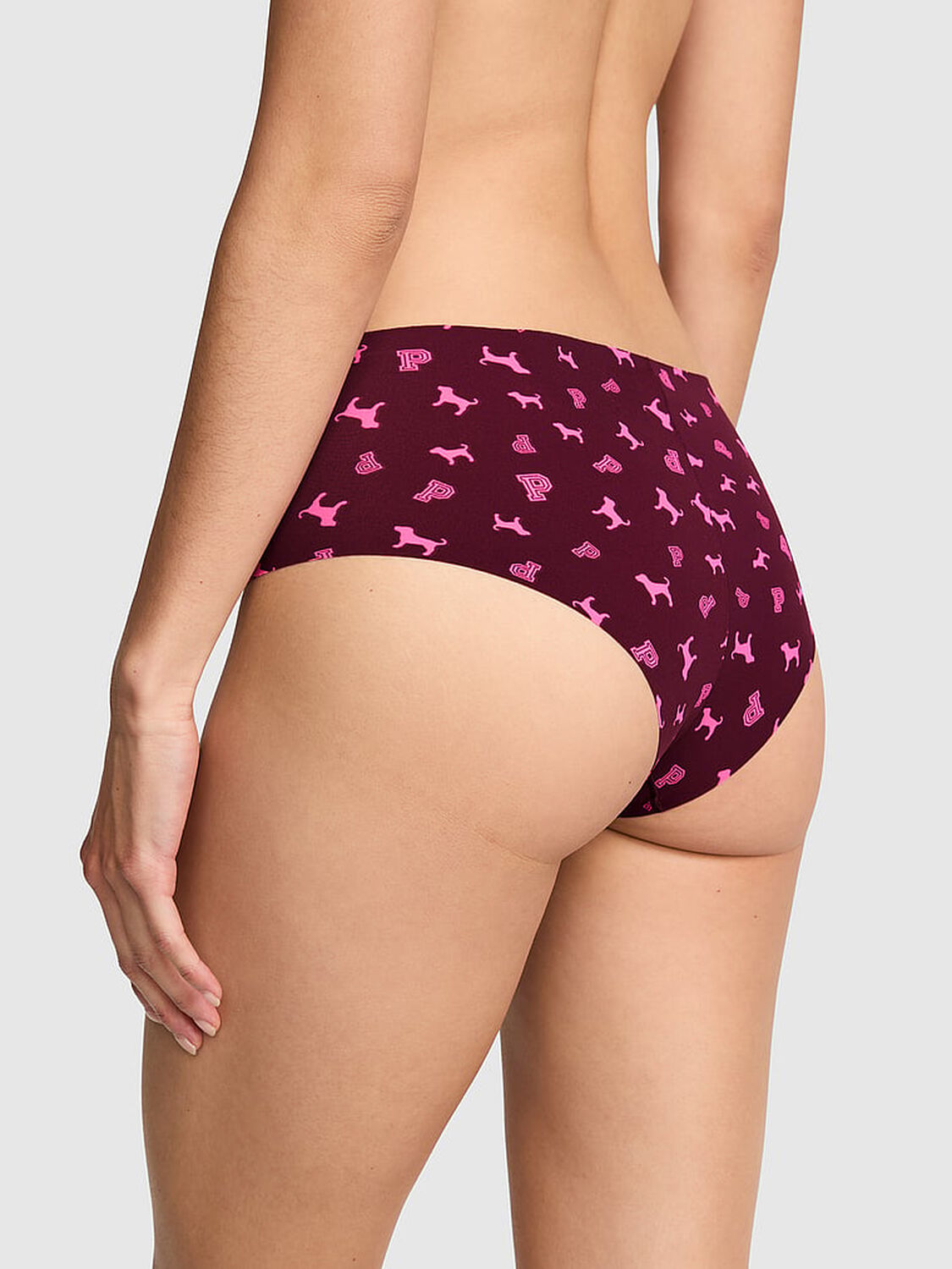 vs Pink No-Show Cheeky Panty Wild Rose Logo Dog 2 of 3 