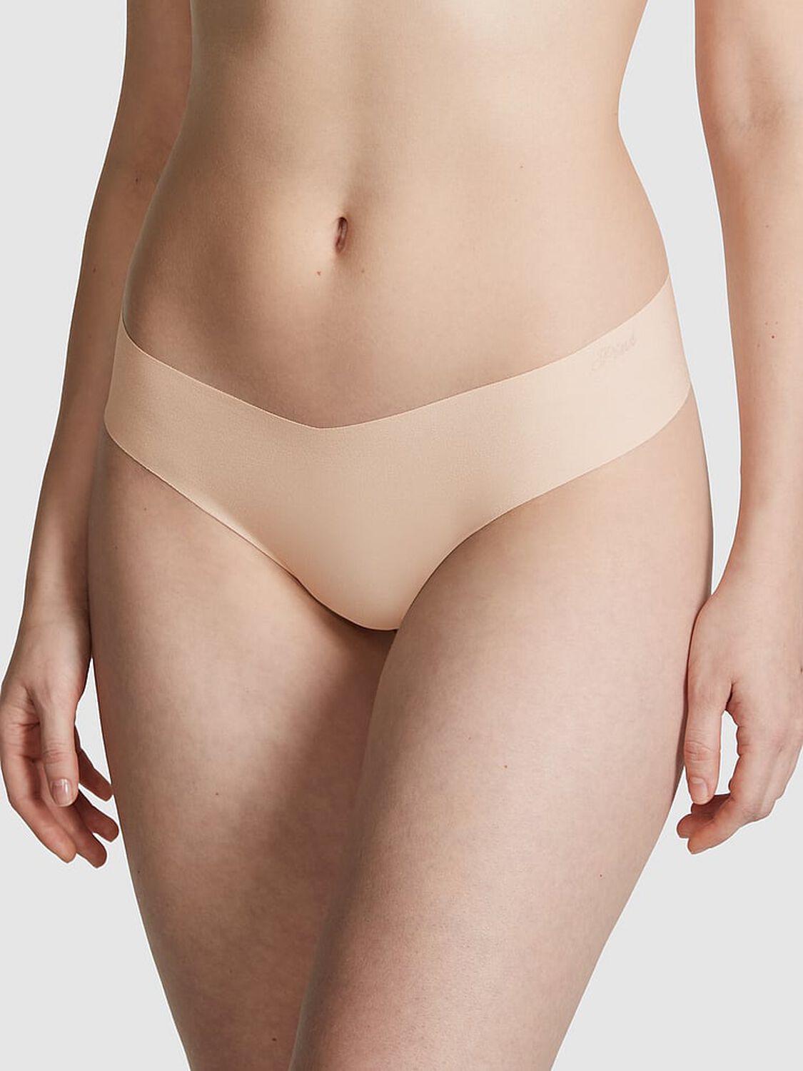 vs Pink No-Show Thong Panty Marzipan 1 of 3 