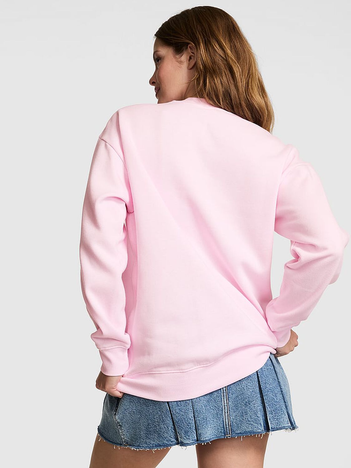 vs Pink Campus Fleece&trade; Oversized Crew Sweatshirt Pink Tulip Spring 2 of 3 