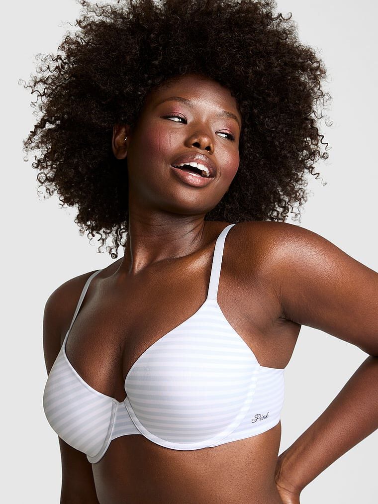 Wear Everywhere Lightly Lined T-Shirt Bra Hydrangea Blue Stripe