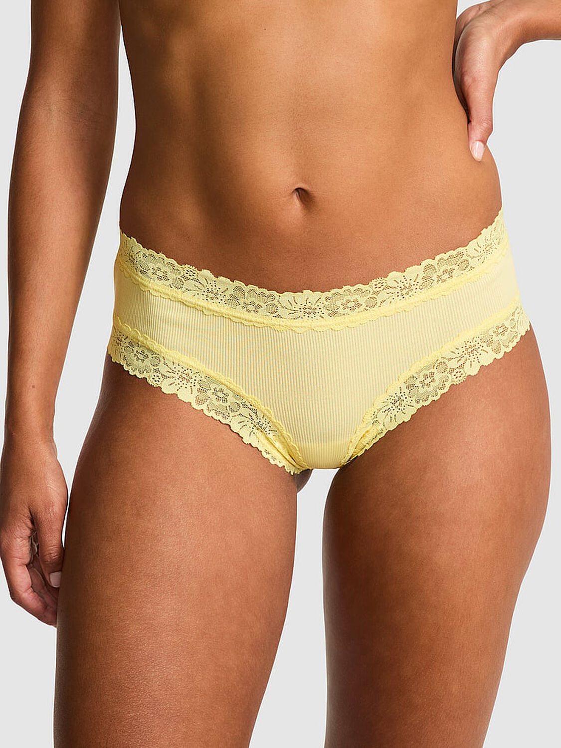 vs Pink Wink Lace-Trim Cheeky Panty Mellow Yellow 1 of 2 