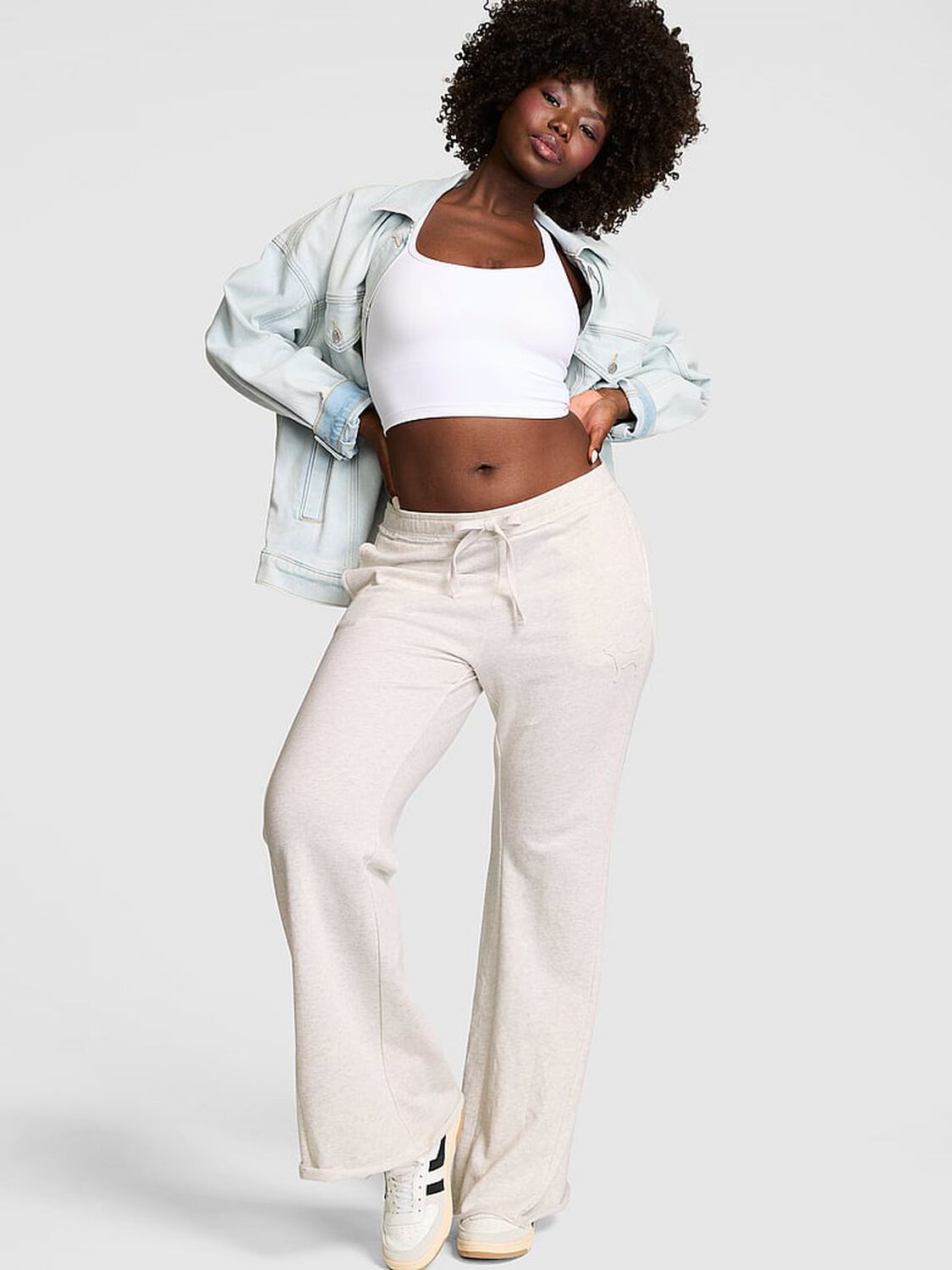 vs Pink Campus Terry&trade; Flare Pants Snow Heather 1 of 4 