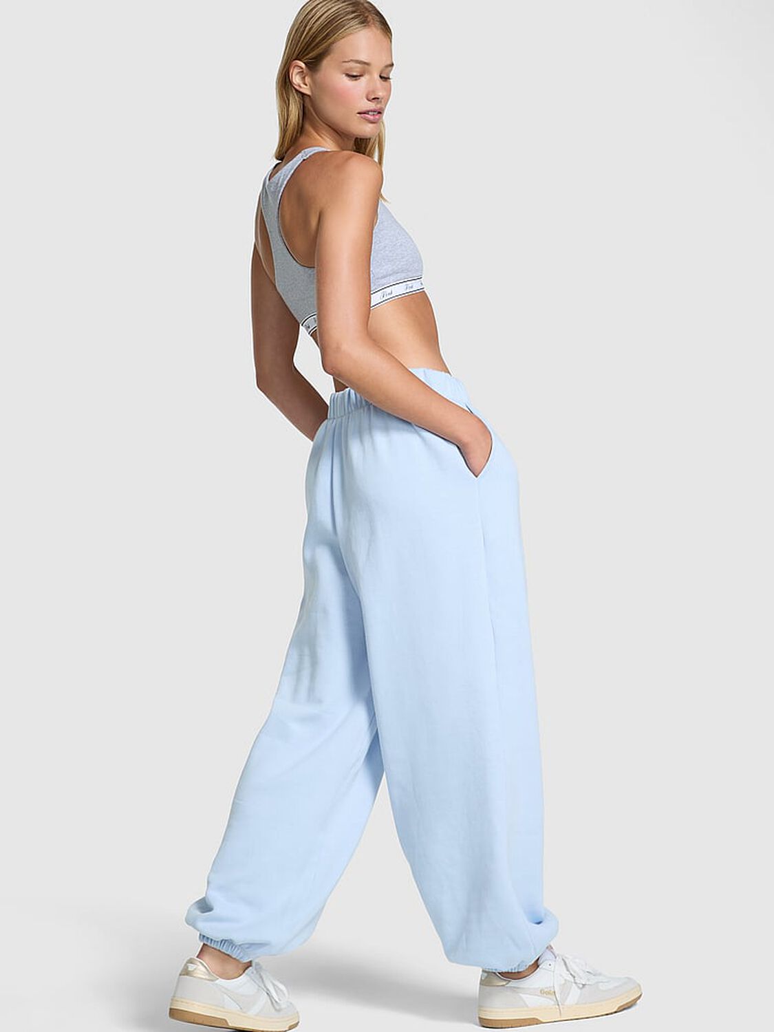 vs Pink Ivy Fleece Oversized Sweatpants Icy Blue 2 of 3 