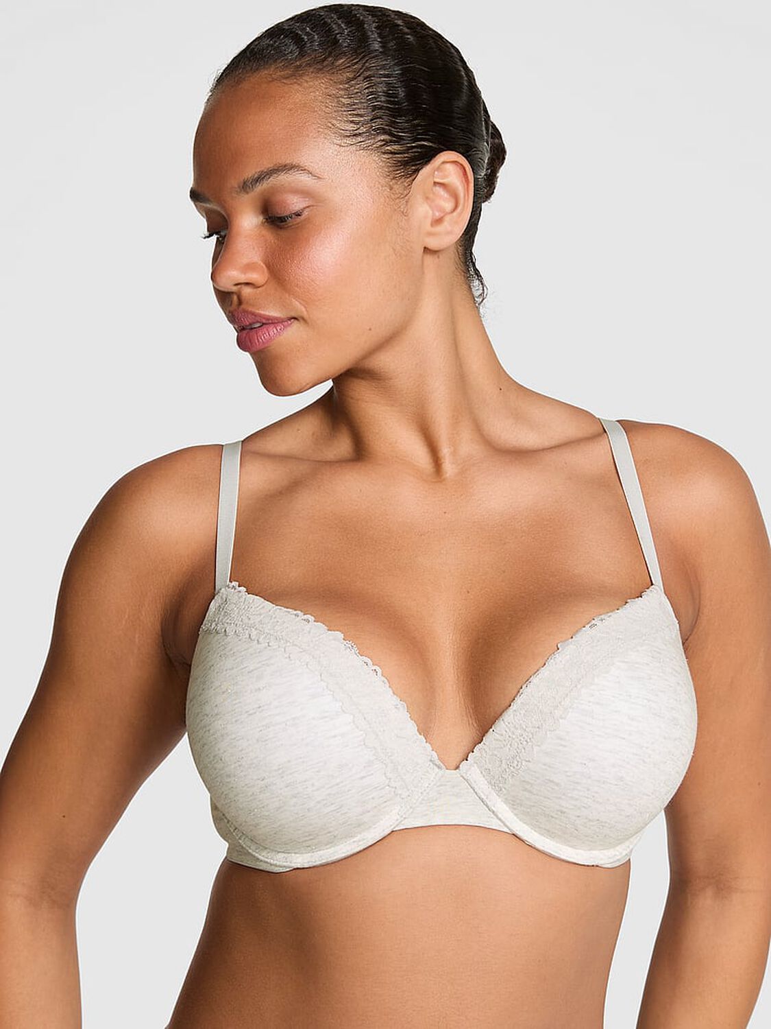 pink Pink Wear Everywhere Wear Everywhere Super Push-Up Bra Vs Snow Heather Silver 1 of 3 